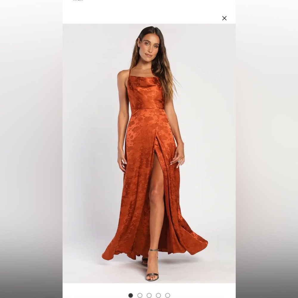 Lulus Rust Orange Jacquard Maxi Dress